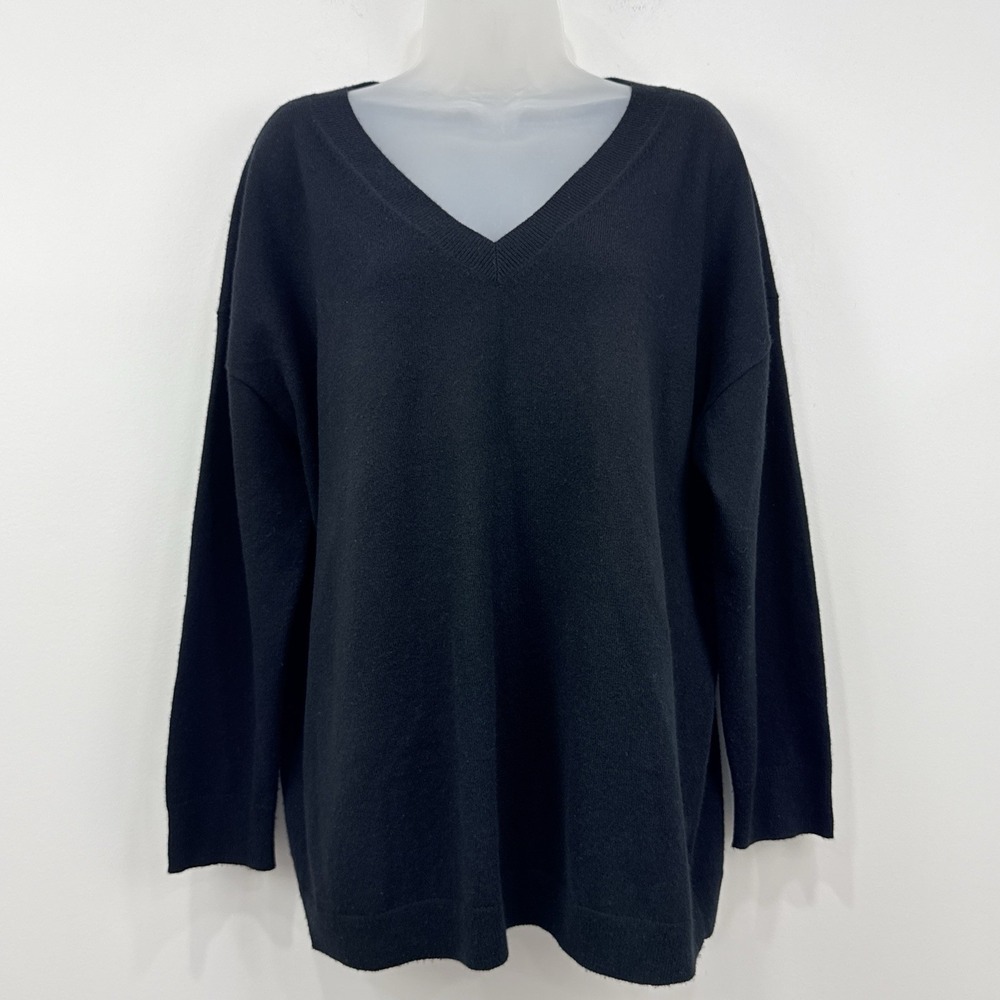 Talbots 100% Cashmere Sweater 2X Black Quiet Luxury Old Money Capsule Minimal